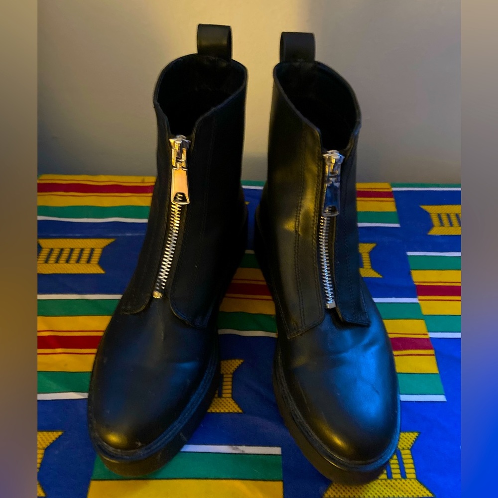 Black zip up boots